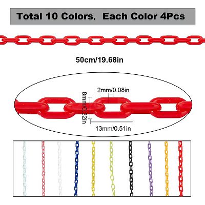 40 Strands 10 Colors Opaque Acrylic Cable Chains SACR-SC0001-15-1