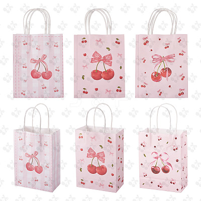 9Pcs 3 Styles Paper Cherry Printed Carry Storage Tote Bags ABAG-TA0001-99-1