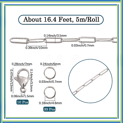 DIY 304 Stainless Steel Paperclip Chains Necklaces/Bracelets Making Kits DIY-SC0029-34-1