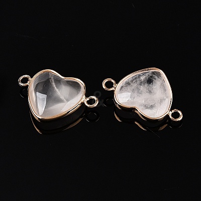Natural Quartz Crystal Love Heart Pendants G-T138-205C-G-1