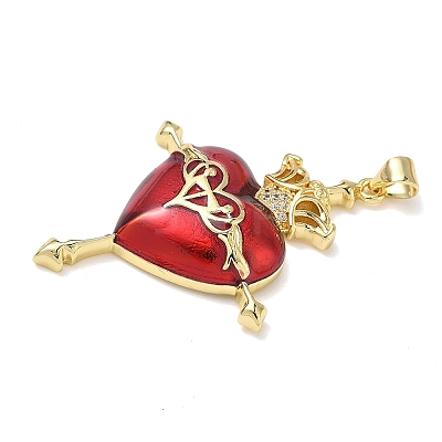 Brass Cubic Zirconia & Enamel Pendants KK-L253-24G-05-1