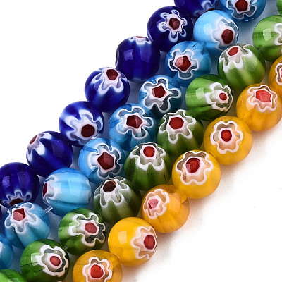 Handmade Millefiori Glass Beads Strands LK-T001-10-1