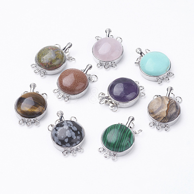 Natural/Synthetic Mixed Stone Box Clasps G-E427-P-1