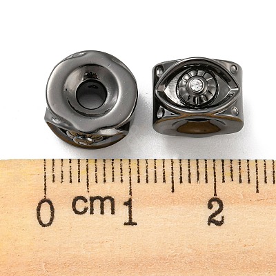 Rack Plating Eco-Friendly Brass Micro Pave Clear Cubic Zirconia Beads KK-M258-05B-1