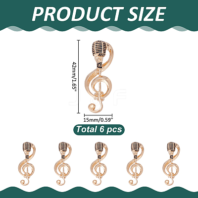6Pcs Microphone Alloy Lapel Pins for Backpack Clothes JEWB-ME0001-15G-1