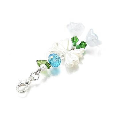4Pcs Glass & ABS Imitation Pearl Pendant Decoration X1-HJEW-TA00352-1