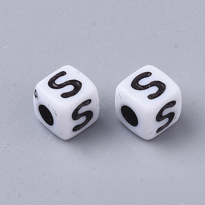 White Opaque Acrylic Beads MACR-R869-02S-1