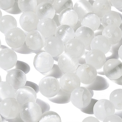 100Pcs 8mm Natural Selenite Beads DIY-LS0002-17-1