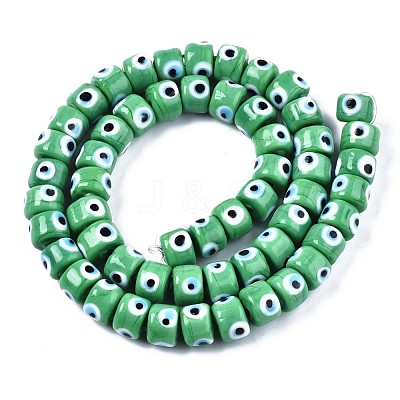 Handmade Evil Eye Lampwork Beads Strands LAMP-WH0006-05E-1