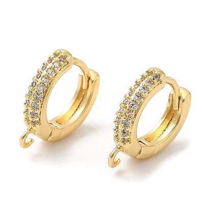 Brass Micro Pave Cubic Zirconia Hoop Earrings Findings EJEW-Q769-12G-1