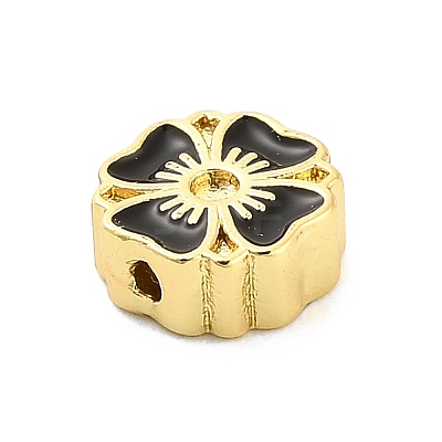 Flower Brass Enamel Bead Rhinestone Settings KK-H527-10G-01-1
