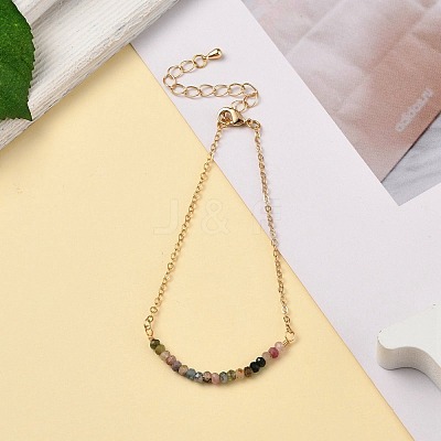 December Birthstone Natural Multicolor Tourmaline Beaded Bracelets BJEW-JB06092-12-1