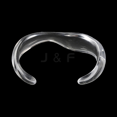 Transparent Acrylic Open Cuff Bangle for Women BJEW-A141-01B-1
