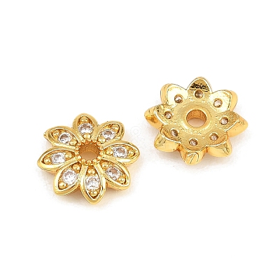 Brass Micro Pave Clear Cubic Zirconia Bead Caps CU-CBA6A75-29G-1