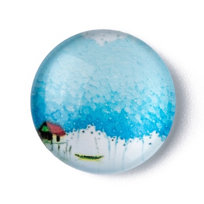 Tree of Life Printed Half Round/Dome Glass Cabochons GGLA-A002-16mm-GG-1