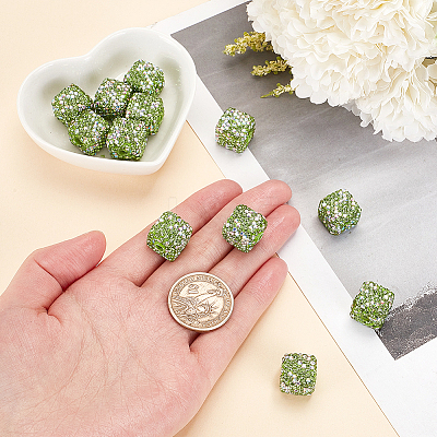 10Pcs Rhinestone Clay Pave Glass Beads FIND-OC0003-18-1