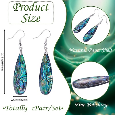 1 Pair Rack Plating Brass Natural Paua Shell Dangle Earrings EJEW-TA0001-86-1