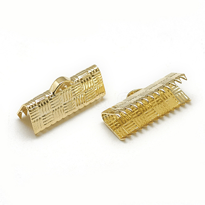 Brass Ribbon Crimp Ends KK-T032-149G-1