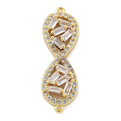 Rack Plating Brass Clear Cubic Zirconia Infinity Connector Charms KK-A234-036G-01-1