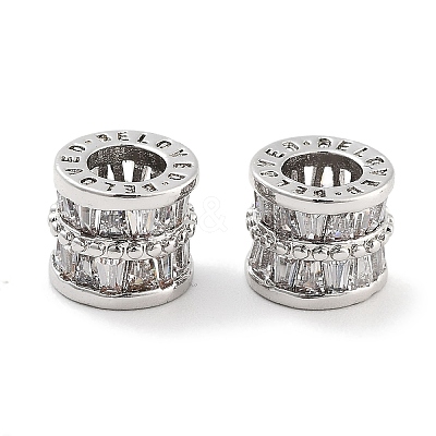 Brass Micro Pave Clear Cubic Zirconia European Beads KK-P271-43P-B-1