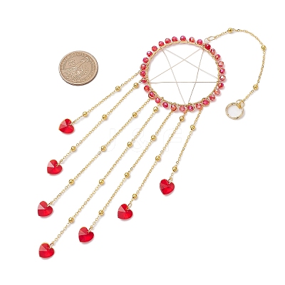 Wire Wrapped Brass Star Hanging Ornaments HJEW-JM02765-02-1