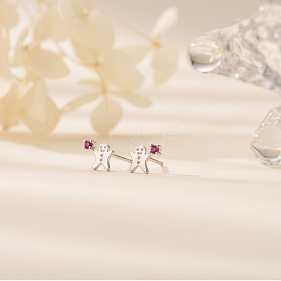 925 Sterling Silver Cubic Zirconia Stud Earrings EJEW-F394-01A-P-1