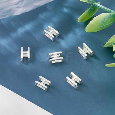 6Pcs 925 Sterling Silver Hollow Initial Beads STER-TA0001-53H-1