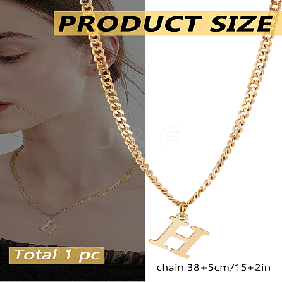 1Pc 304 Stainless Steel Letter Pendant Necklaces NJEW-LP0001-33H-G-1