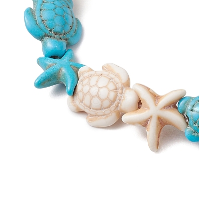 Synthetic Magnesite & Turquoise Beaded Stretch Bracelets for Women BJEW-TA00580-1
