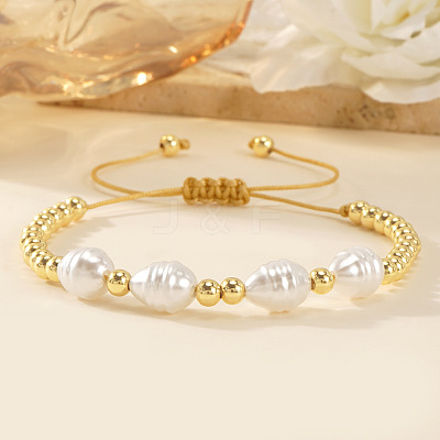 French Style Brass Round Beads Braided Bead Bracelets for Women CU2668-1