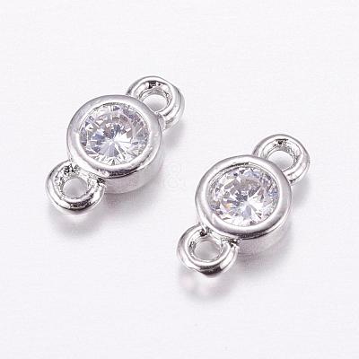 Brass Micro Pave Cubic Zirconia Links KK-F714-09P-1