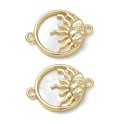 Brass & Natural White Shell Connector Charms KK-CBA56EF-18G-1