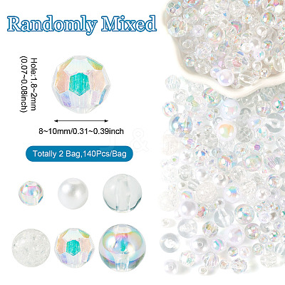 Transparent & Opaque Acrylic Bead OACR-TAC0002-08E-1