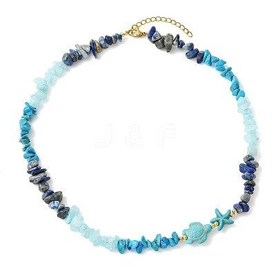 Natural Lapis Lazuli & & Synthetic Turquoise & Natural White Jade Necklaces NJEW-JN06630-1
