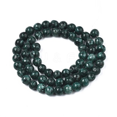 Dyed Natural Sesame Jasper Round Beads Strands G-R342-6mm-13-1