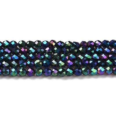 Electroplate Glass Beads Strands GLAA-H021-01A-FP11-1
