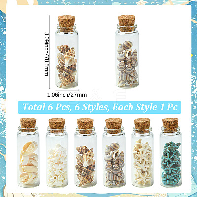 6Pcs 3 Sets 3 Styles Transparent Glass Wishing Bottle Decoration AJEW-CN0004-05-1