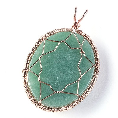Natural Green Aventurine Big Pendants G-G771-C01-1