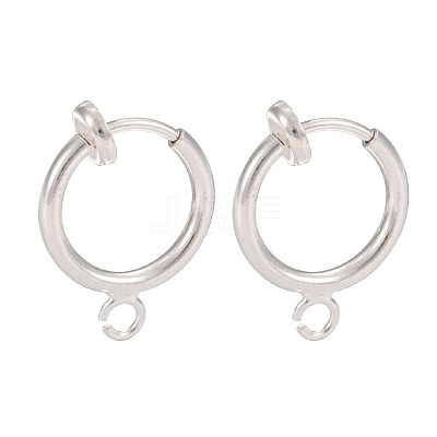 Brass Clip-on Hoop Earring Findings X-KK-P102-01S-1