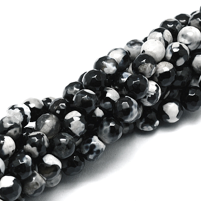 Faceted Natural Agate Round Beads Strands G-E318B-4mm-09-1