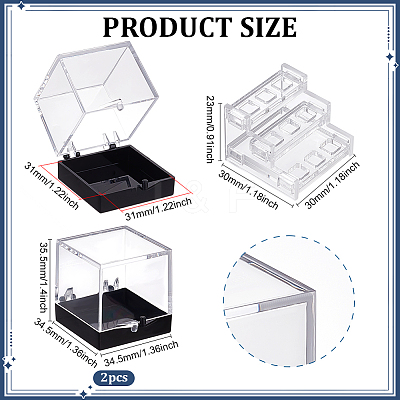 3-Tier Transparent Acrylic Display Case Mineral Crystal Boxes CON-WH0112-009A-1