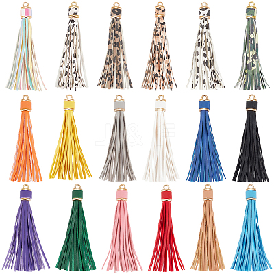18Pcs PU Leather Tasserl Big Pendants FIND-CL0001-86-1