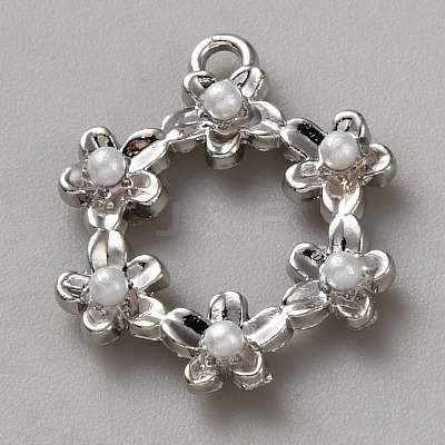 White Series Love Bow Alloy Acrylic Pendant PALLOY-WH0115-01P-01-1