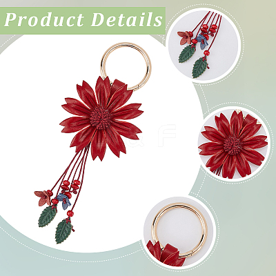 Leather and Alloy Keychain HJEW-WH20022-04B-03-1