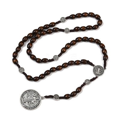 Wood Rosary Bead Necklaces FS-WG6BD27-03-1