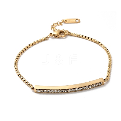 304 Stainless Steel Rhinestone Link Bracelets BJEW-P369-01G-1