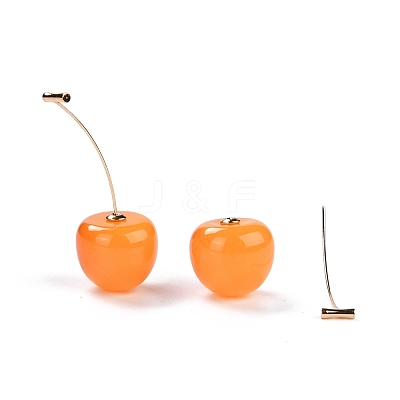 Lifelike Cherry Resin Dangle Stud Earrings EJEW-F274-01A-1