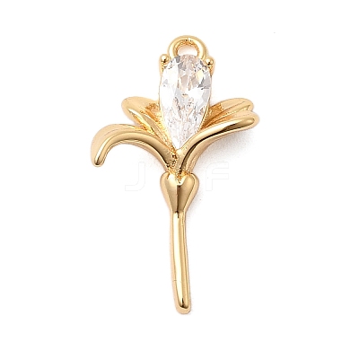 Brass Micro Pave Clear Cubic Zirconia Pendants KK-F916-27G-1