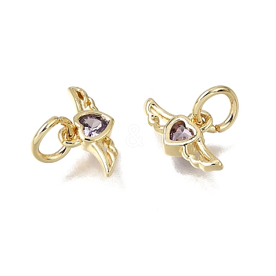 Brass Micro Pave Purple Cubic Zirconia Charms CU-L001-19G-08-1