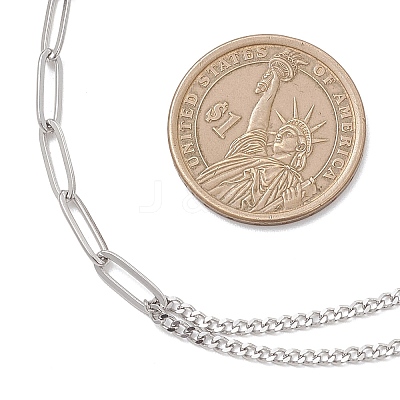 Modern Style 304 Stainless Steel Paperclip & Twisted Mixed Chain Necklaces NJEW-JN05853-1